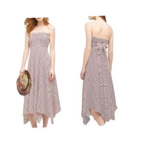 Anthropologie Maeve Caleta Striped Handkerchief Strapless Dress